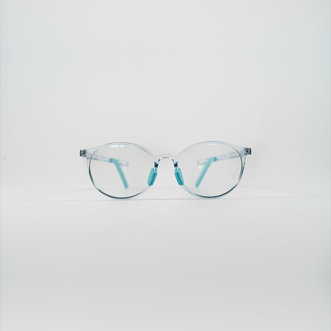 round bluelight kids glasses blue plastic