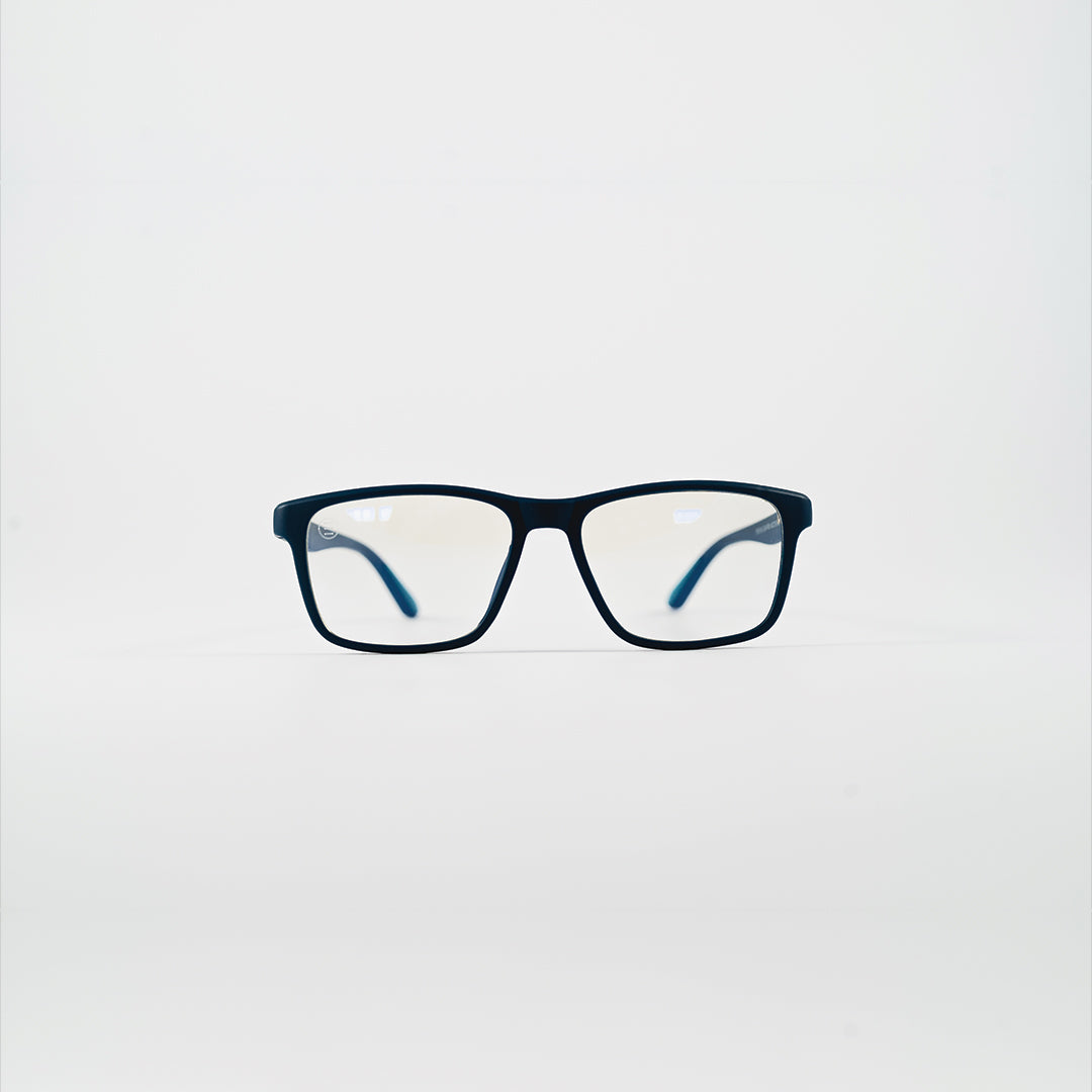 square bluelight kids glasses dark blue plastic