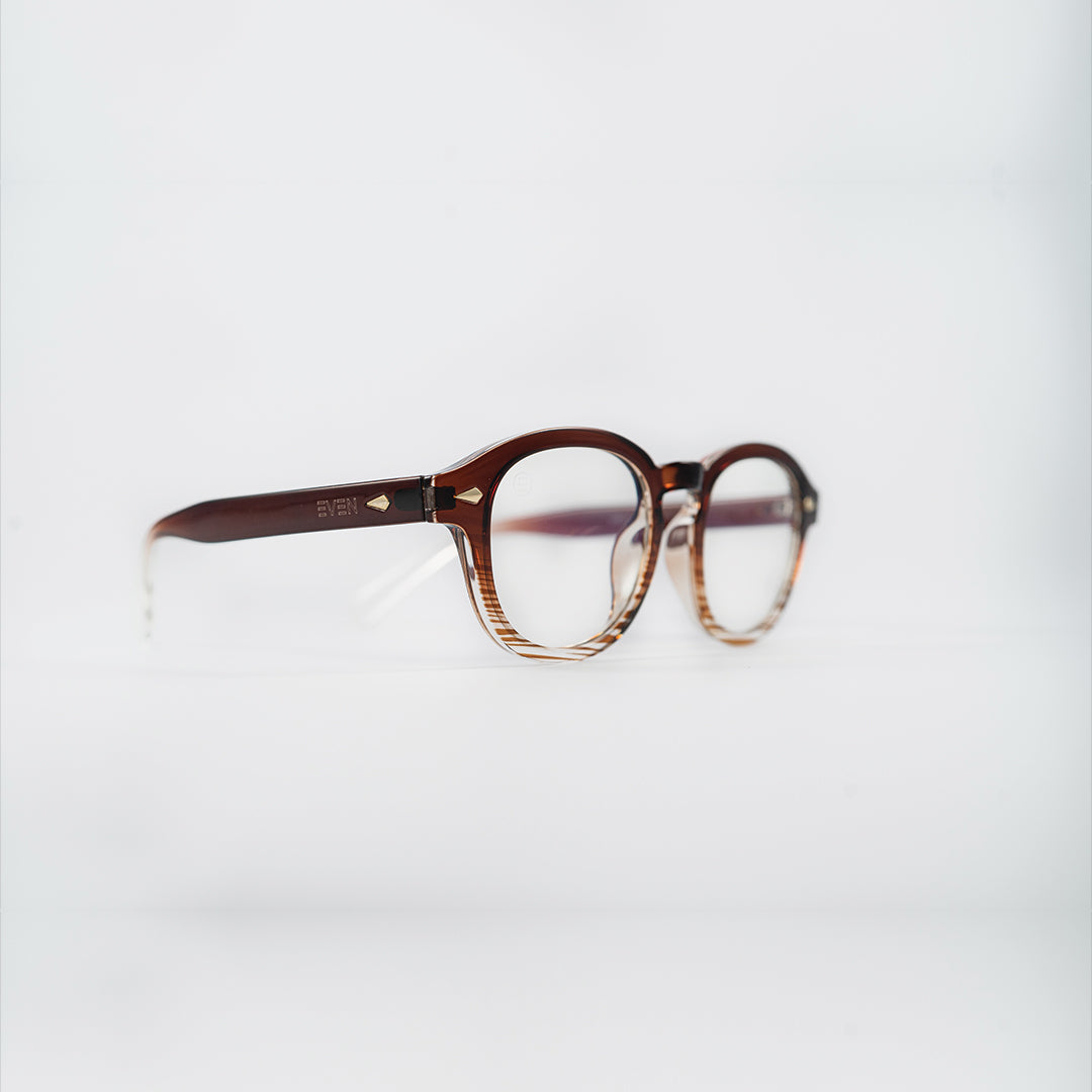 round plastic brown bluelight glasses