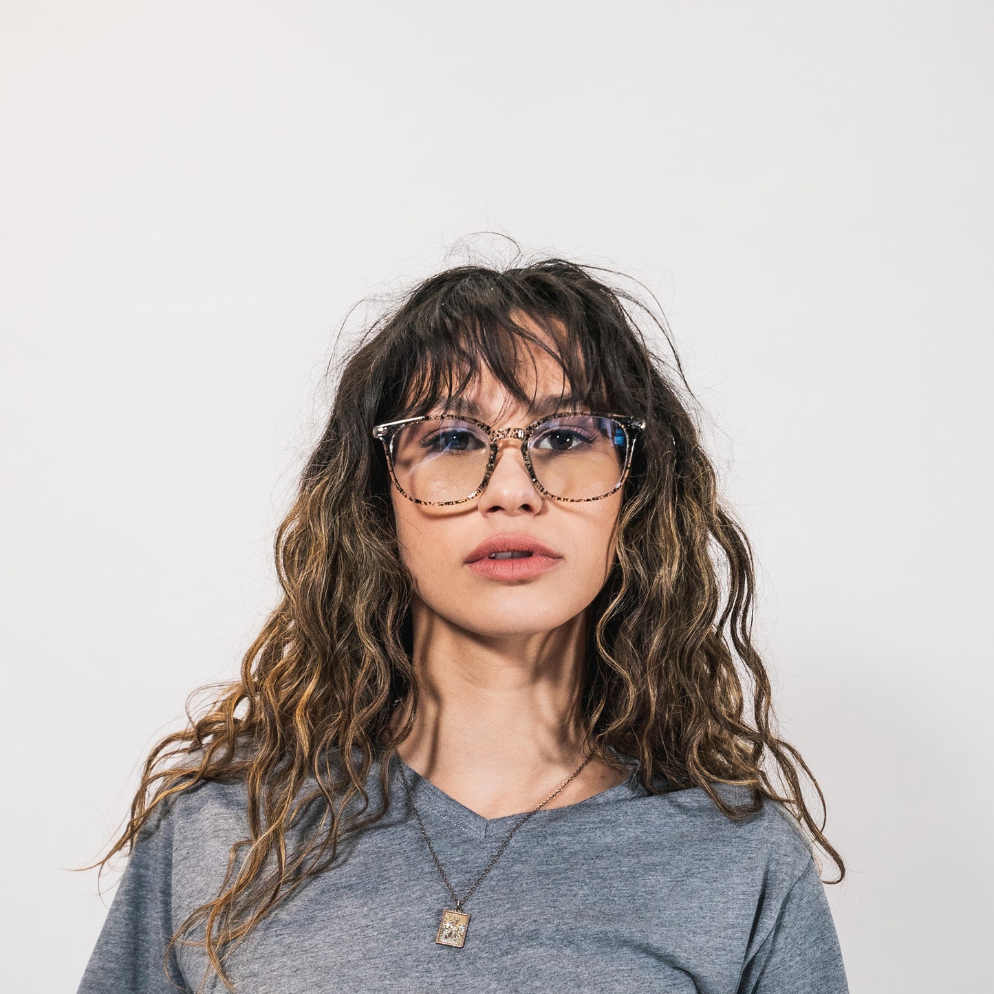 blue light glasses-transparent frame with black spots - square shape