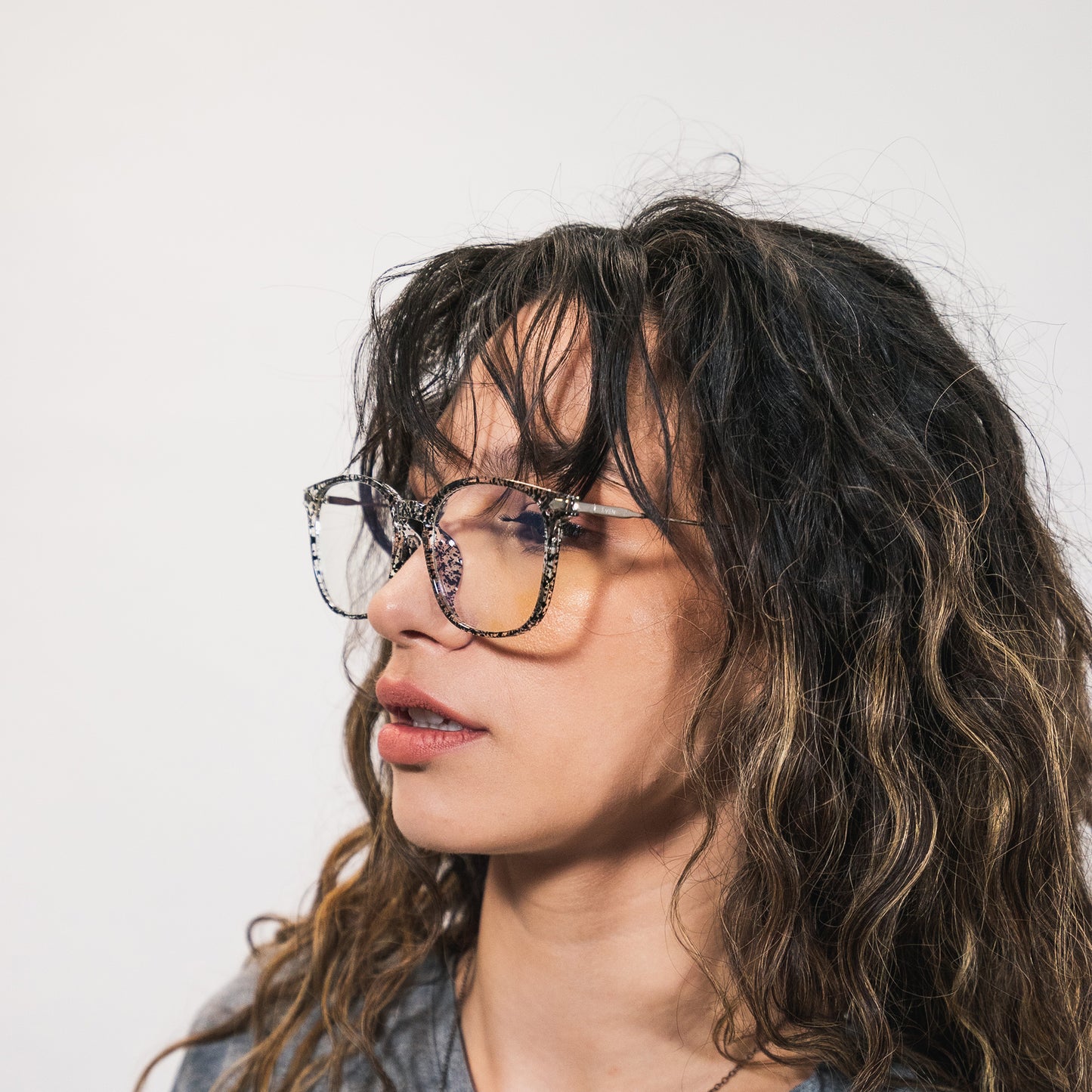 blue light glasses-transparent frame with black spots - square shape