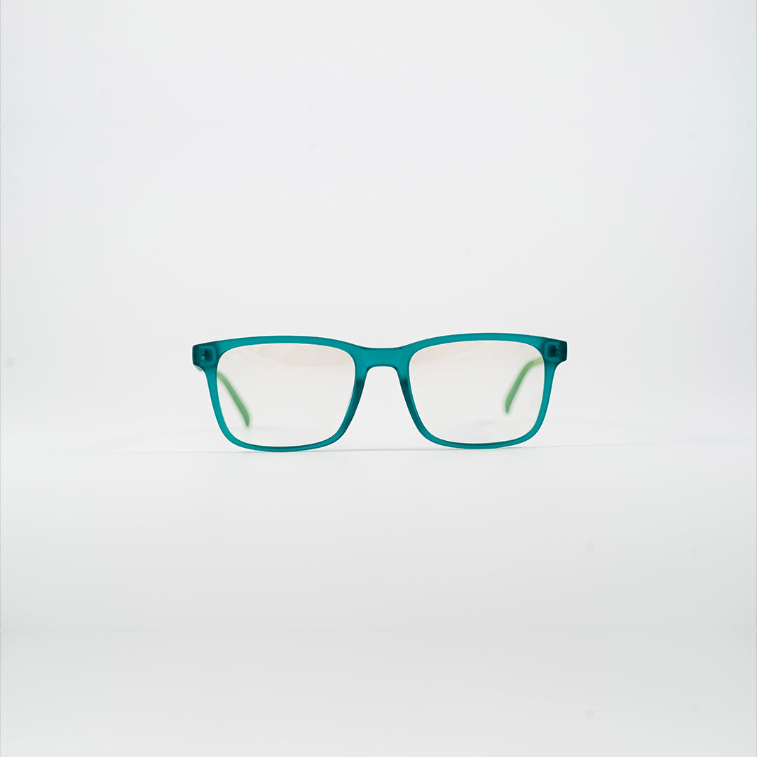 square bluelight kids glasses green plastic