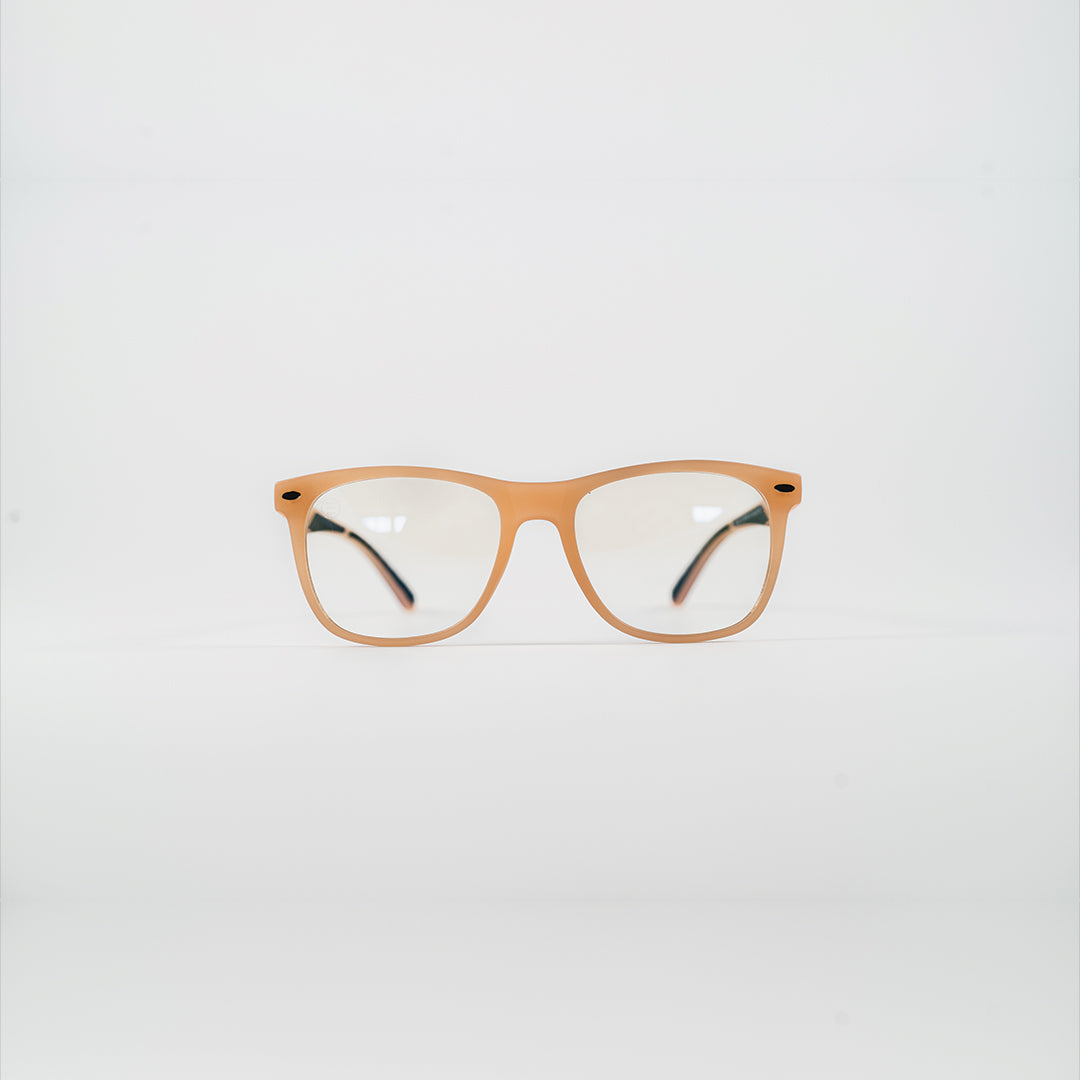 square bluelight kids glasses peach plastic