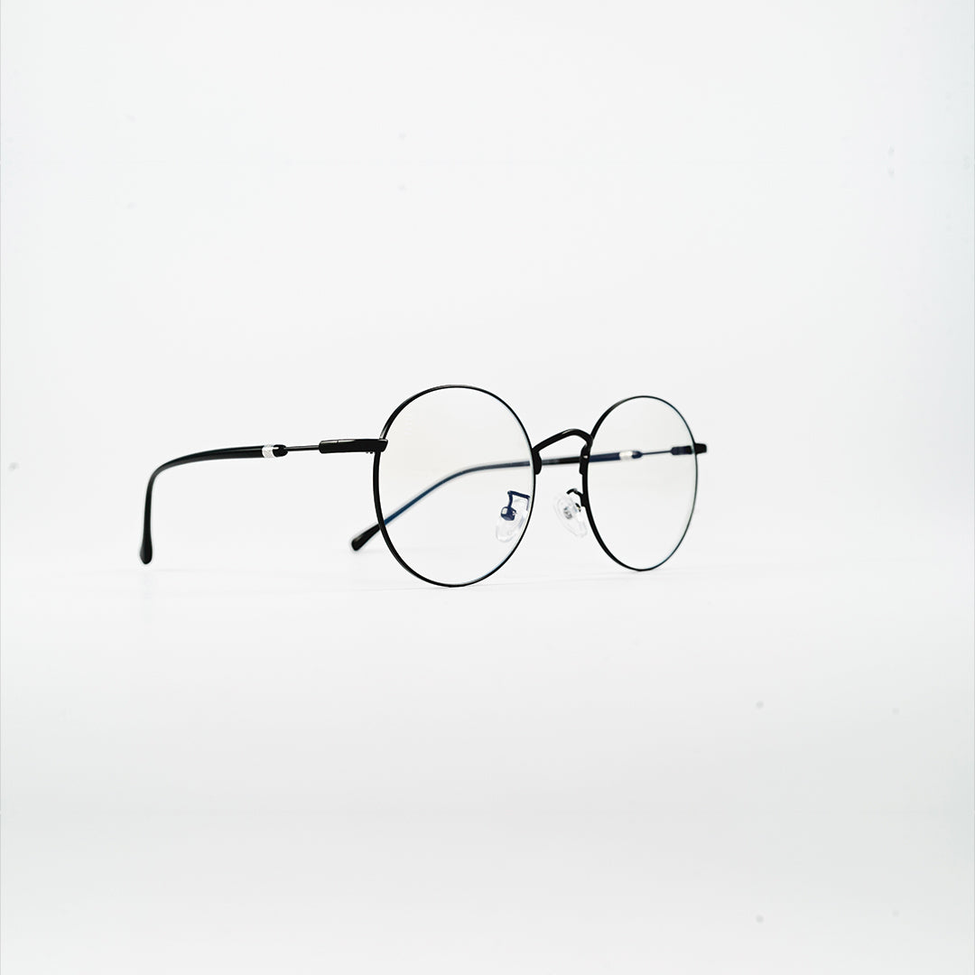 round metal black bluelight glasses