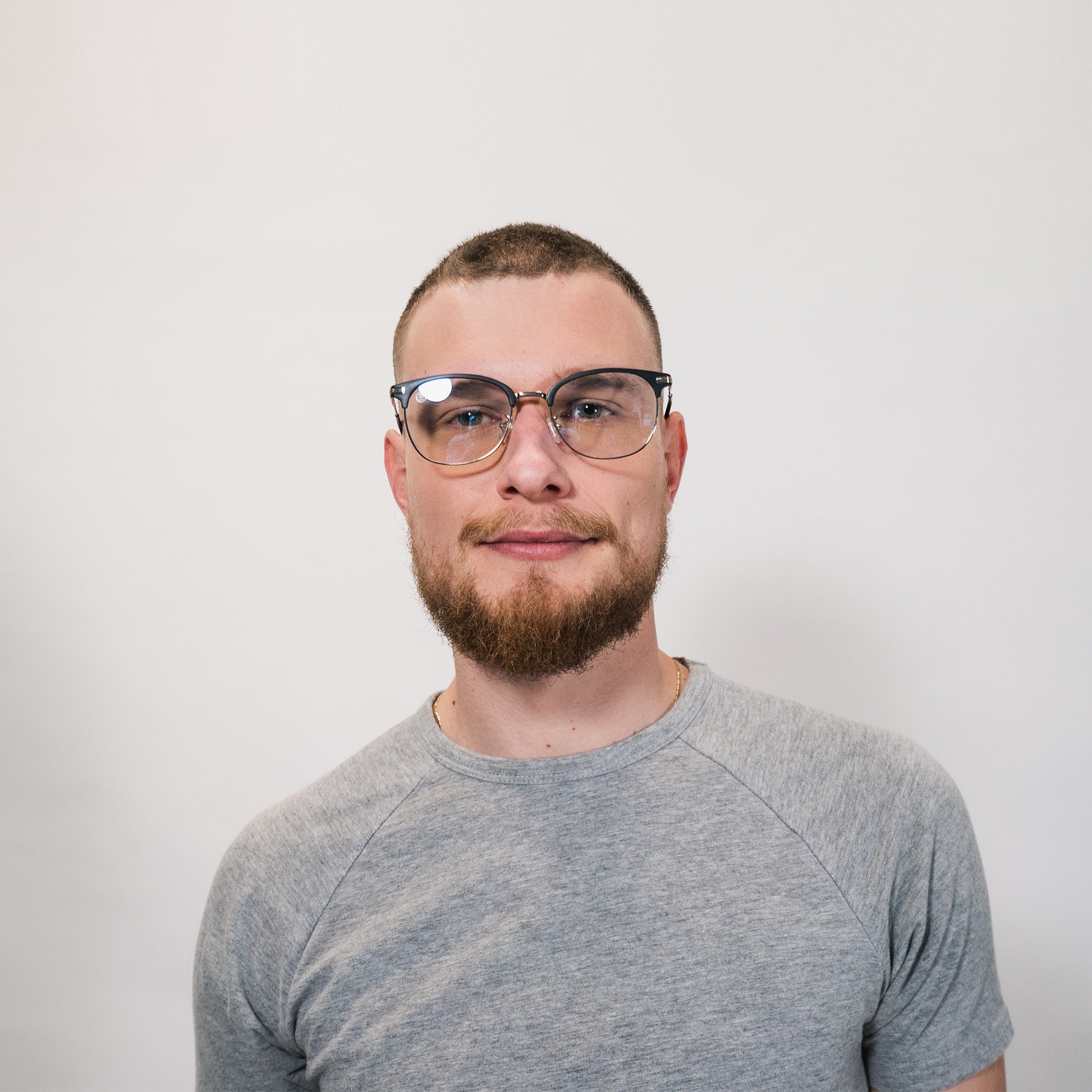 blue light glasses-silver and matt black frame-genetlman shape