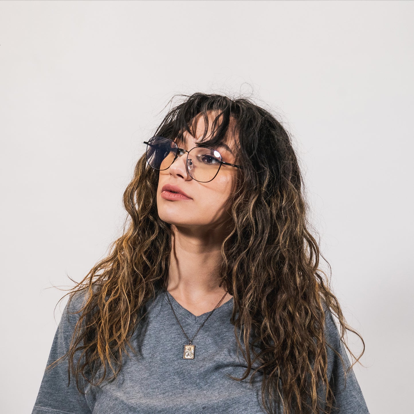 blue light glasses-black metal frame-square shape