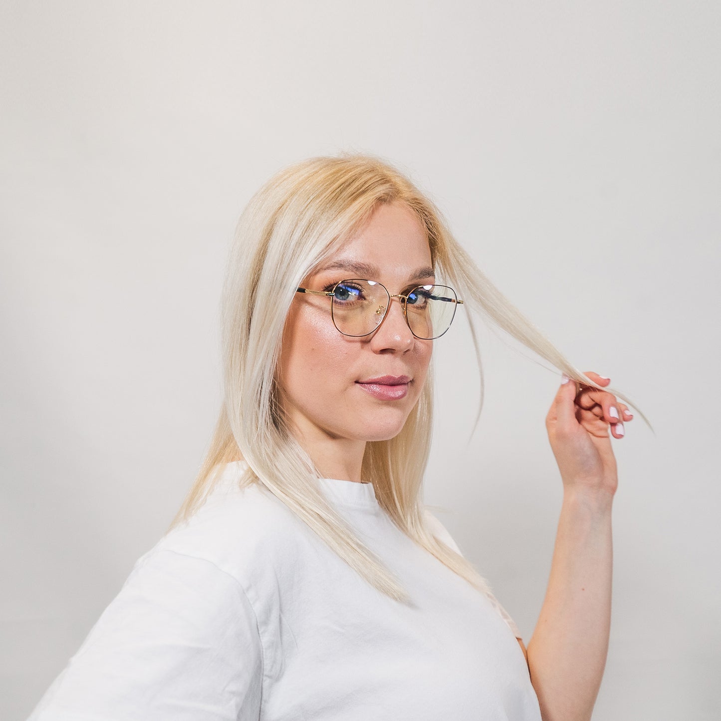 blue light glasses-gold metal frame-square shape