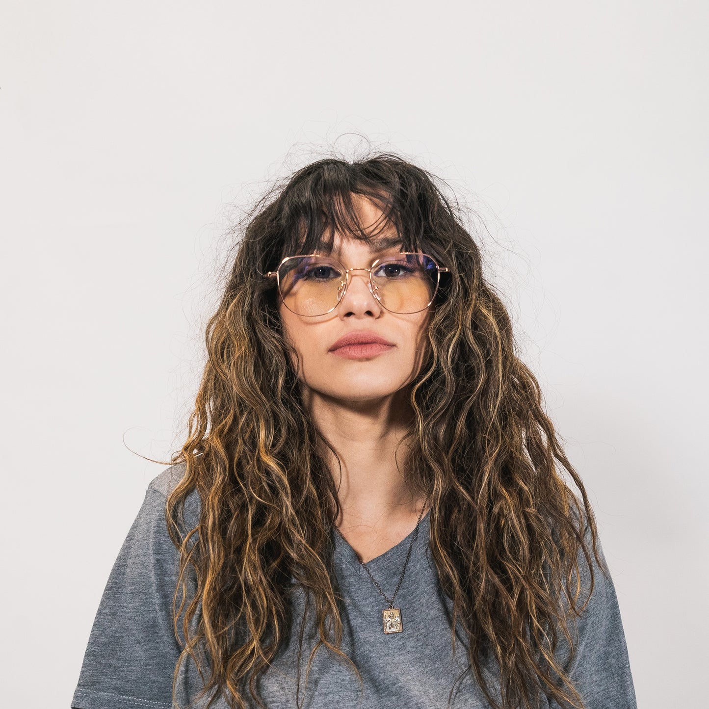 blue light glasses-rose gold metal frame-square shape