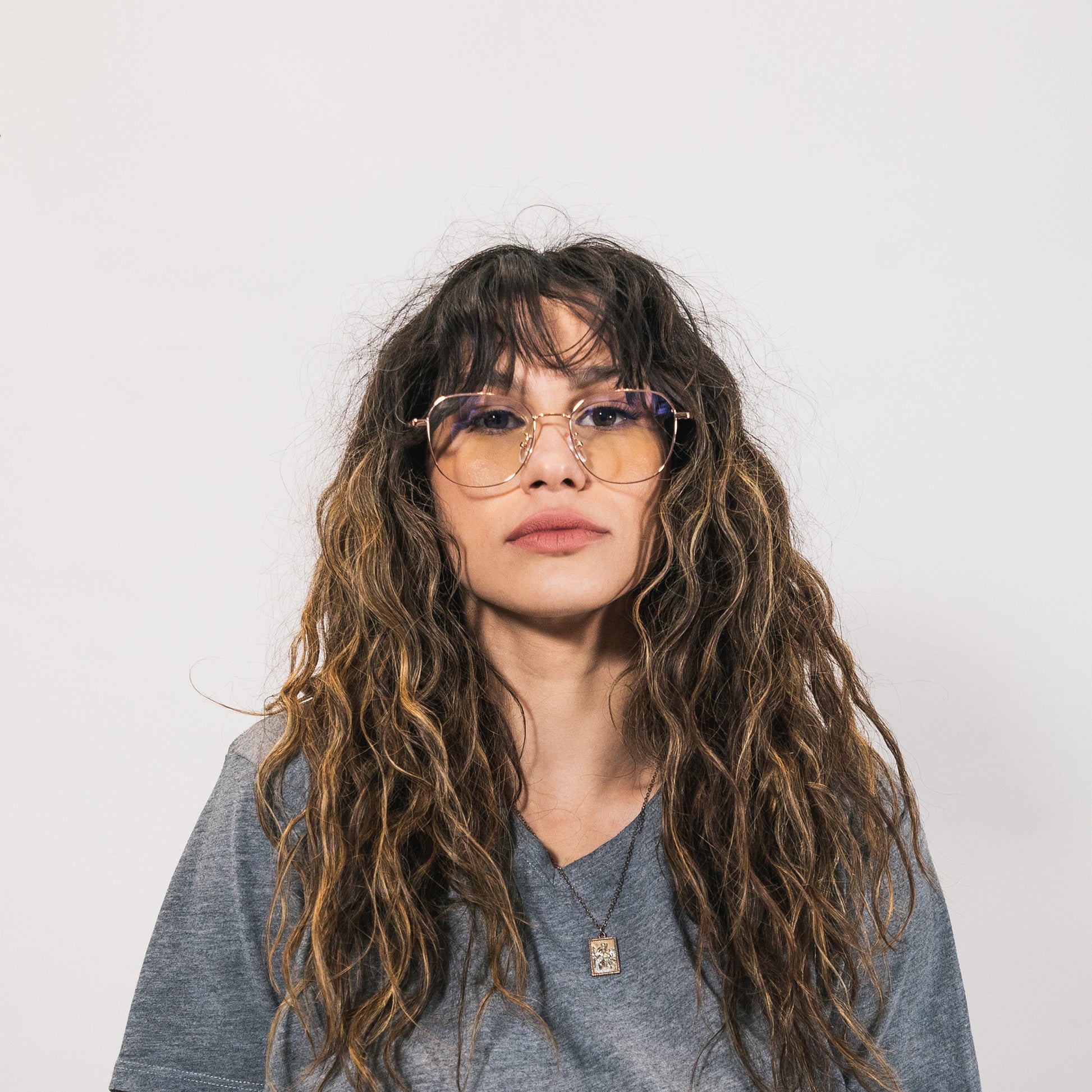 blue light glasses-rose gold metal frame-square shape