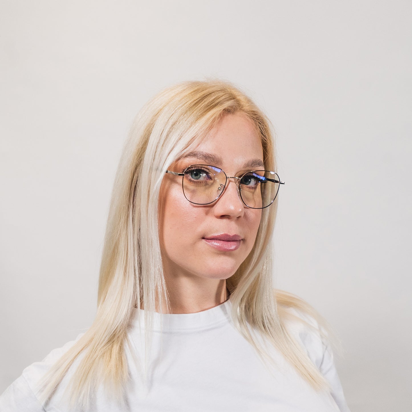 blue light glasses-silver metal frame-square shape