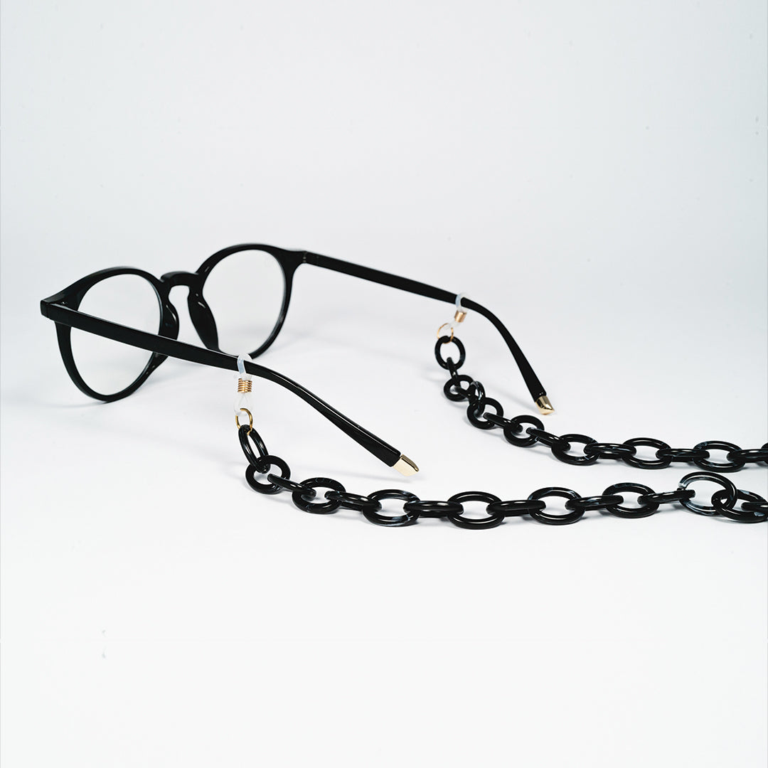 chain for glasses black plastic elipse
