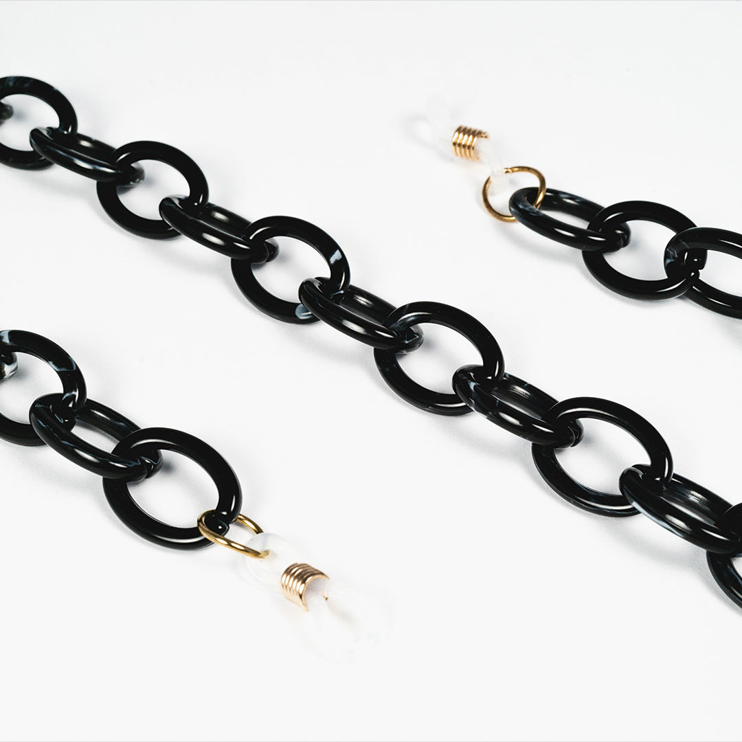 chain for glasses black plastic elipse