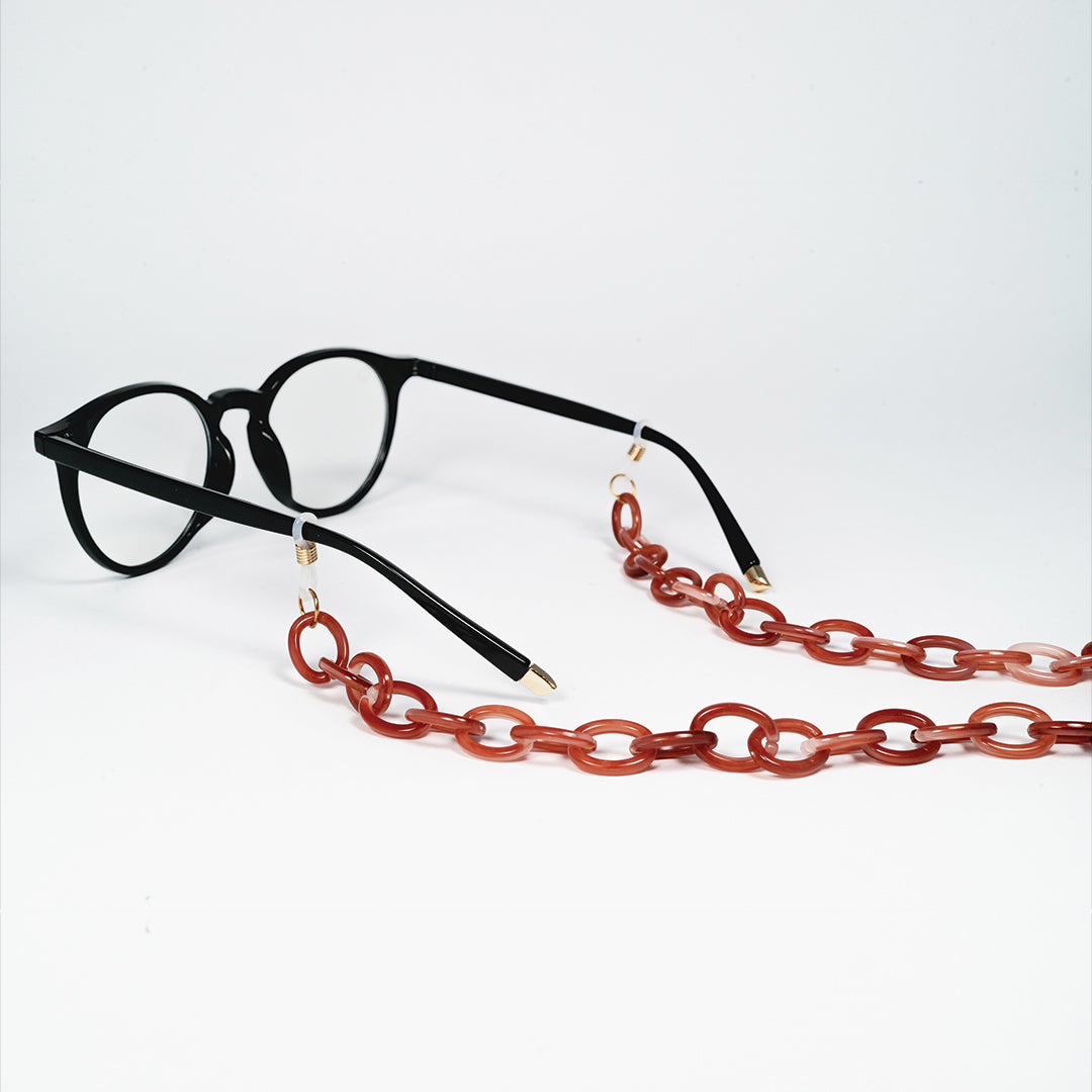 chain for glasses red plastic elipse