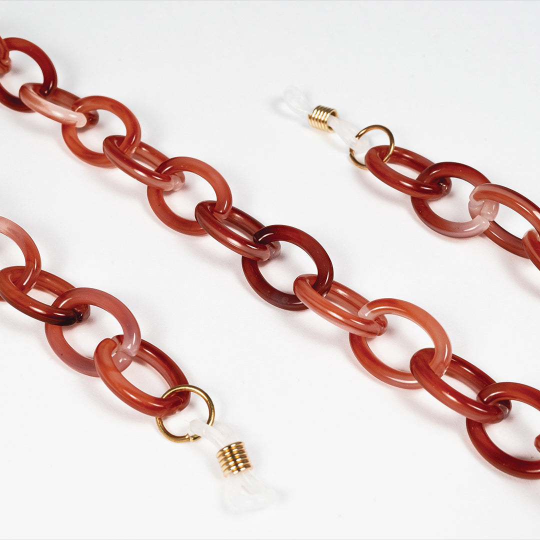 chain for glasses red plastic elipse
