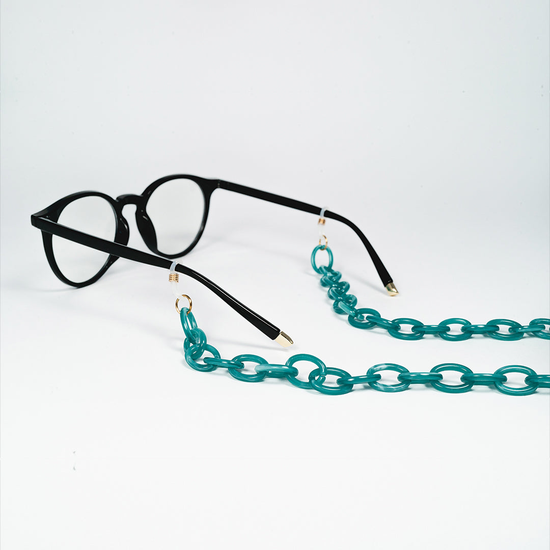 chain for glasses turquoise plastic elipse