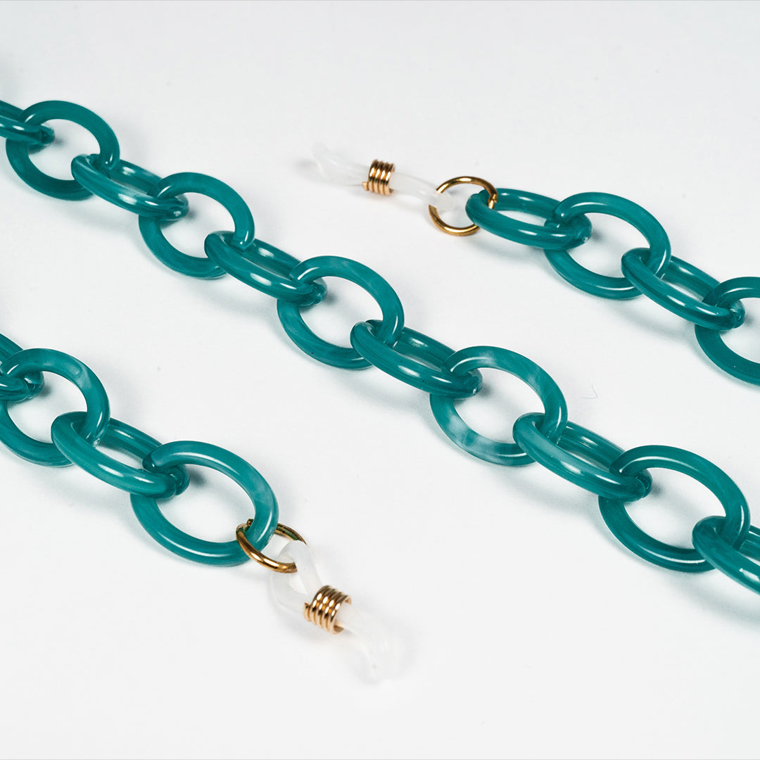 chain for glasses turquoise plastic elipse