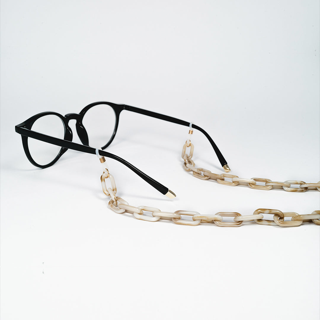 chain for glasses plastic rectagles beige