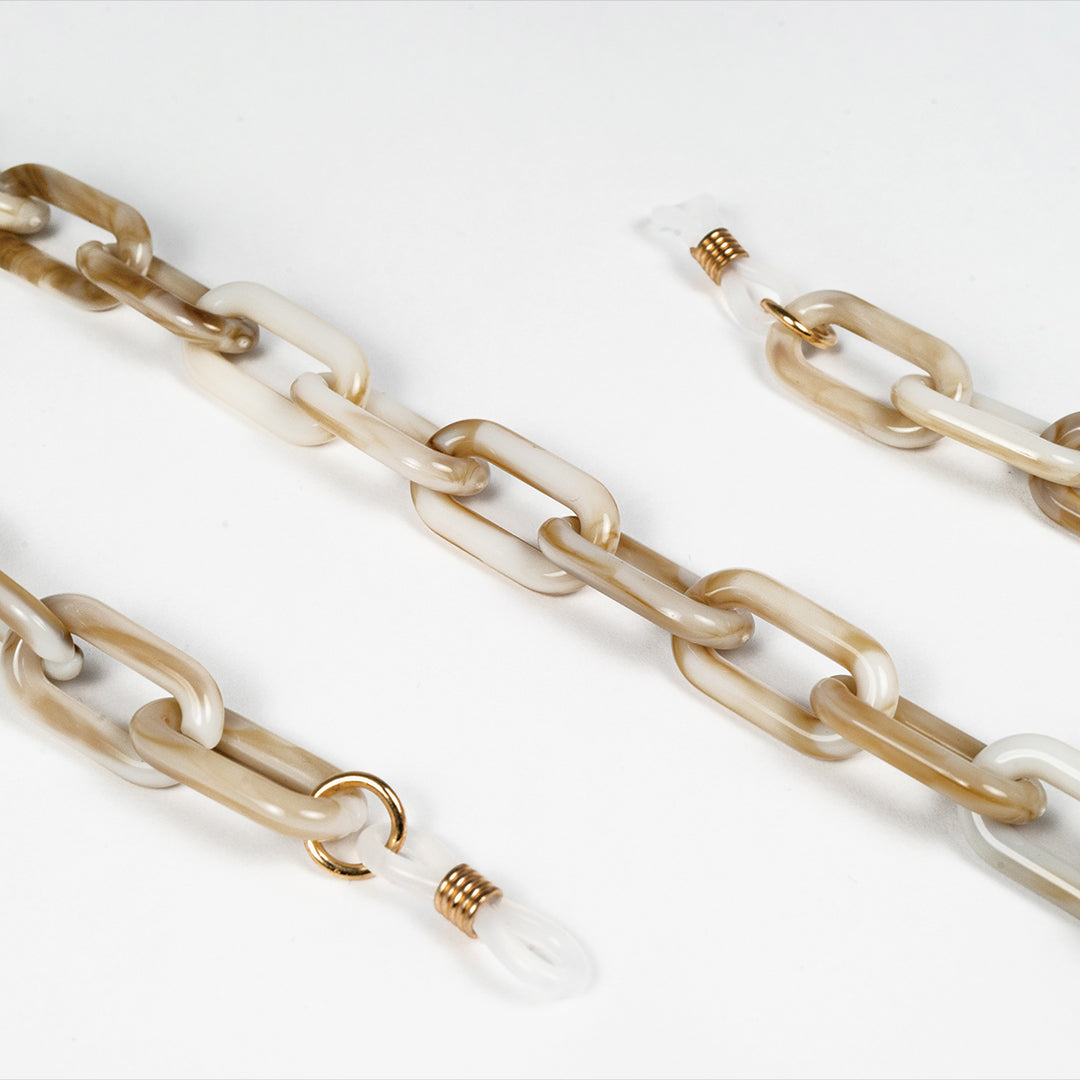 chain for glasses plastic rectagles beige