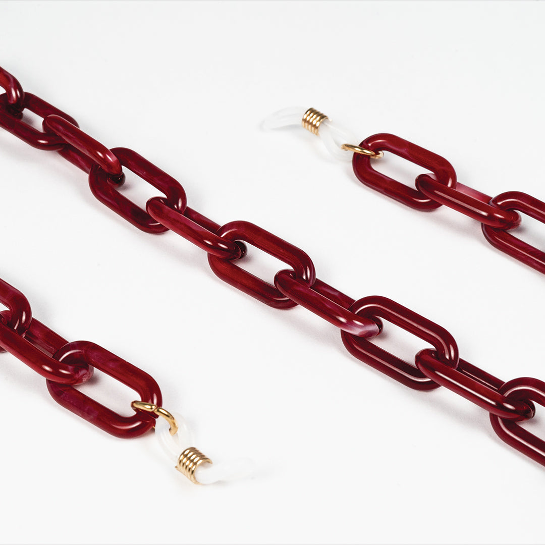 chain for glasses plastic rectagles red