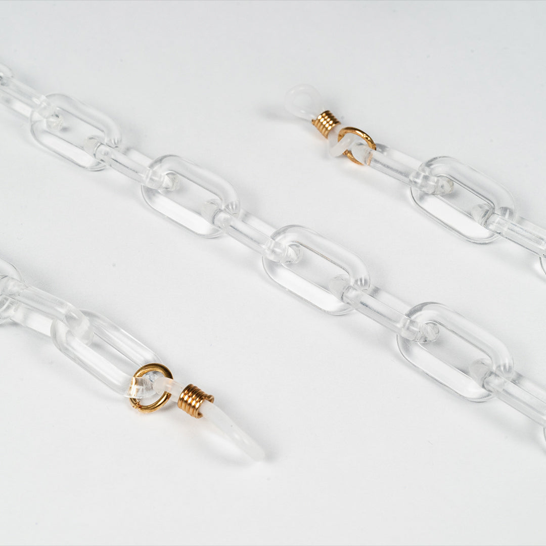 chain for glasses plastic rectagles transparent