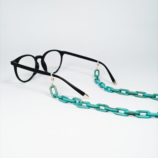 chain for glasses rectagles turquise