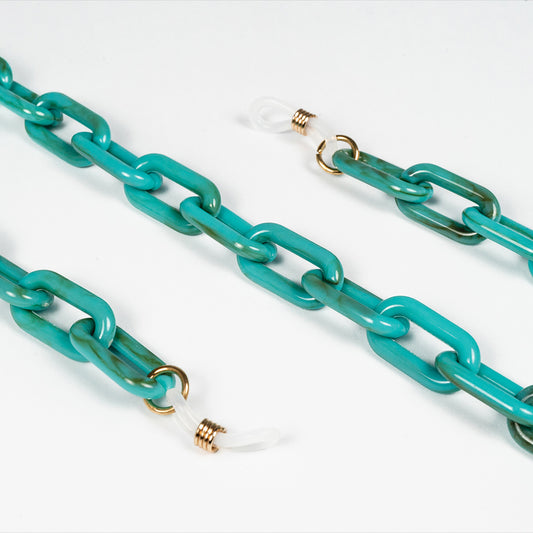chain for glasses rectagles turquise