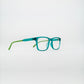 square bluelight kids glasses green plastic