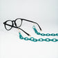 chain for glasses turquoise plastic elipse